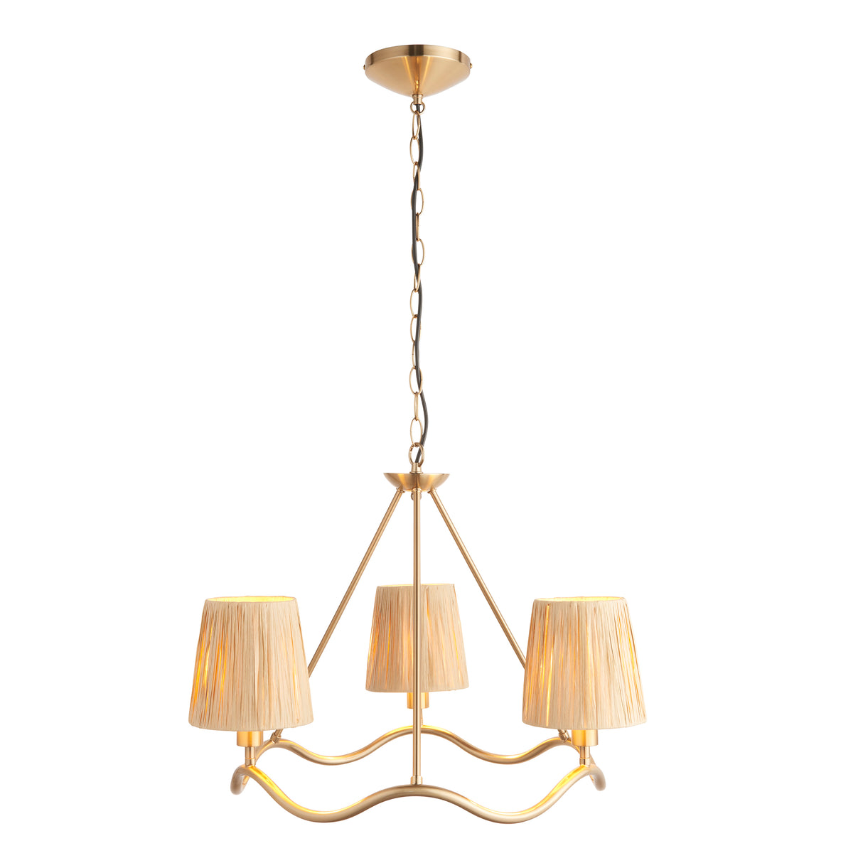 Wriggle 3lt Pendant Light - Brushed aged brass - Comet Lighting
