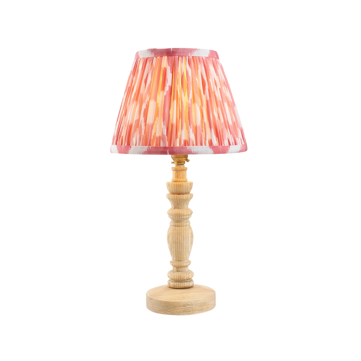 Natural Ash Bibury & Ikat 20cm Coral pink shade - Comet Lighting