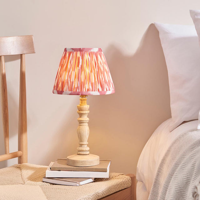 Natural Ash Bibury & Ikat 20cm Coral pink shade - Comet Lighting