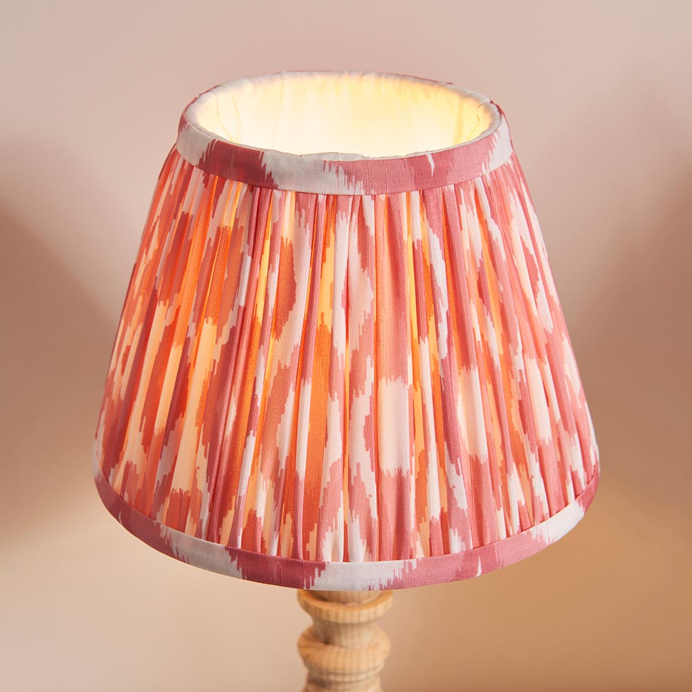 Natural Ash Bibury & Ikat 20cm Coral pink shade - Comet Lighting