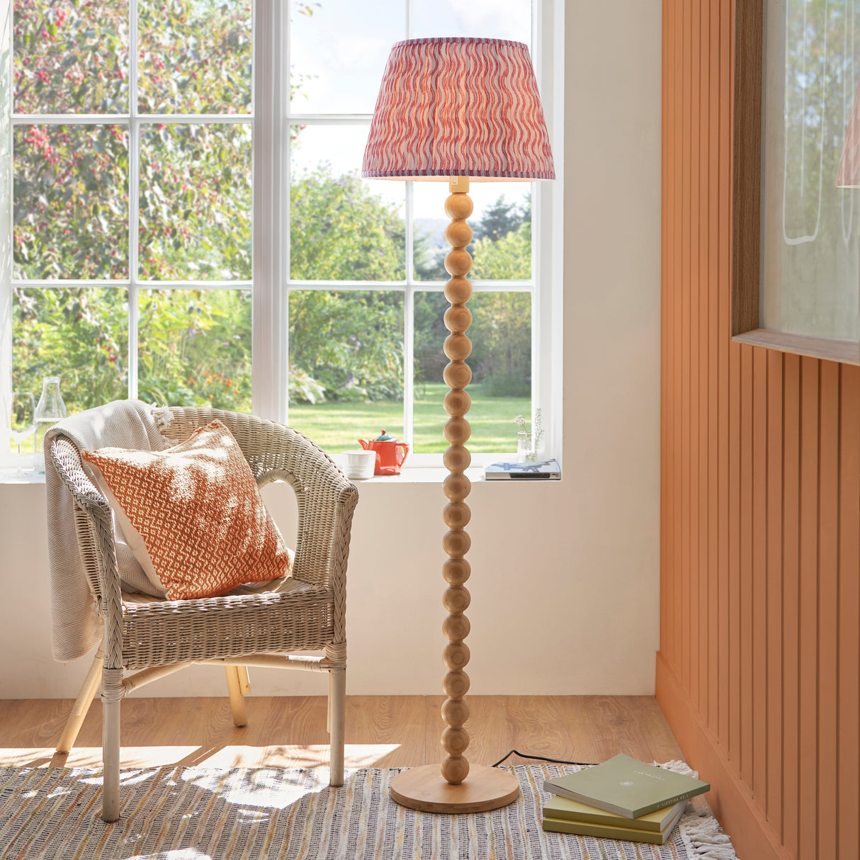 Cane & Ripple 40cm Coral pink shade - Comet Lighting