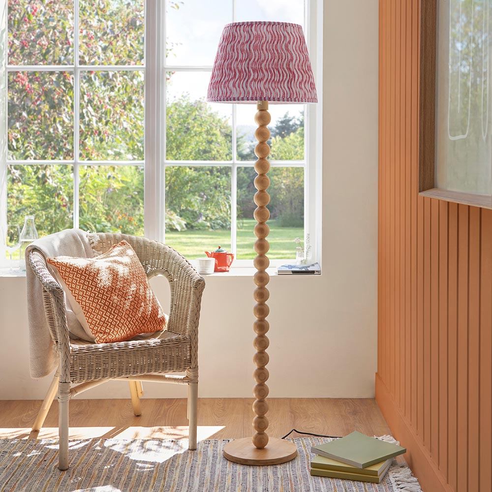 Cane & Ripple 40cm Coral pink shade - Comet Lighting