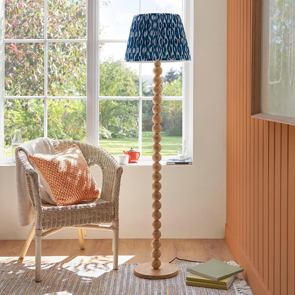 Cane & Ikat 40cm Marlin blue shade - Comet Lighting