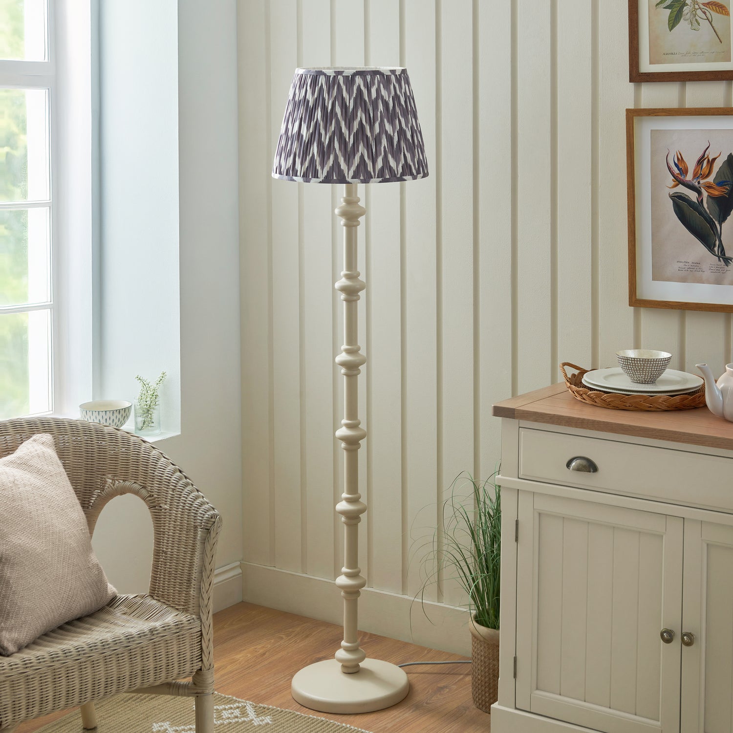 Carnaby & Zigzag 40cm Pearl grey shade - Comet Lighting