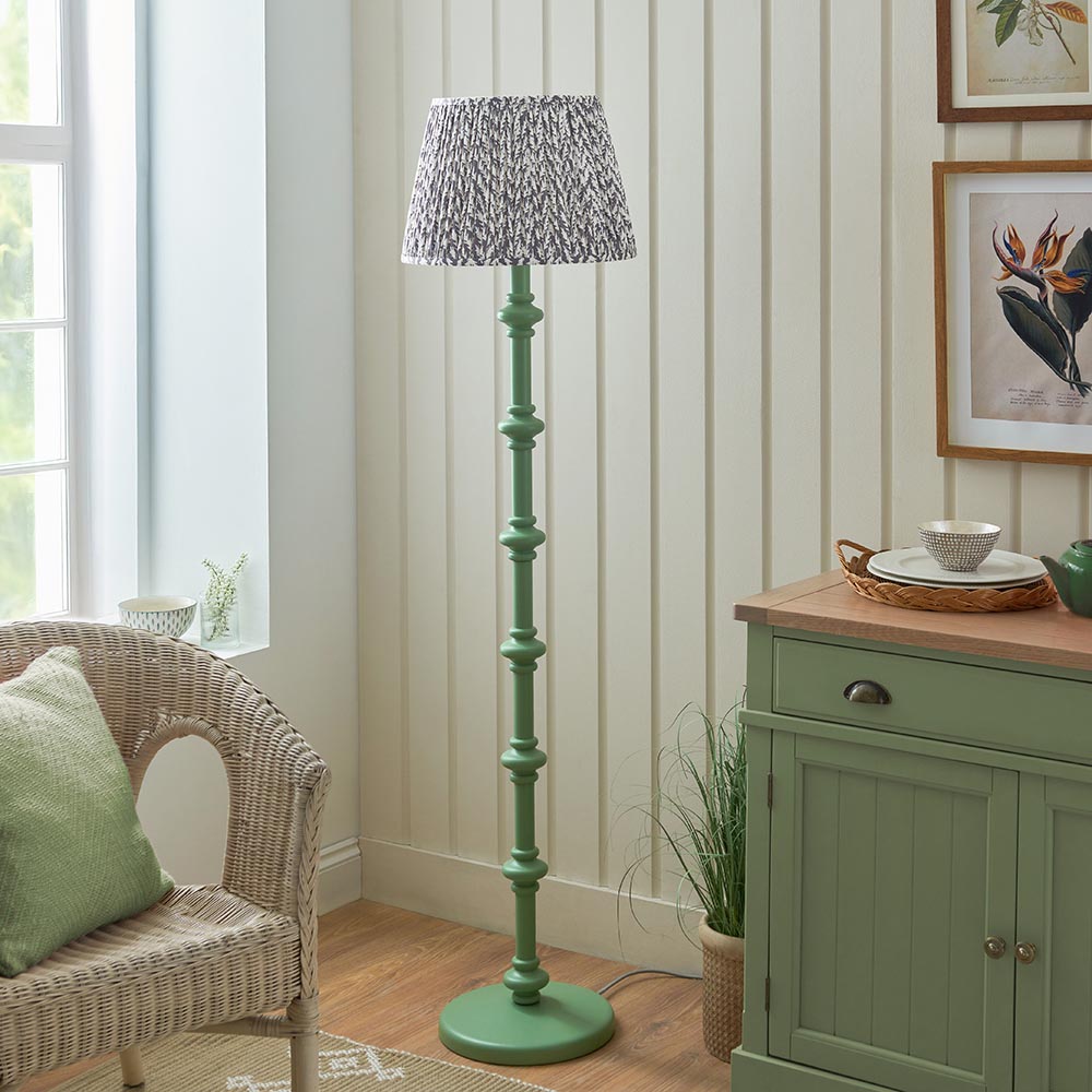 Wooden Carnaby & Leaf 40cm Pearl grey shade - Comet Lighting