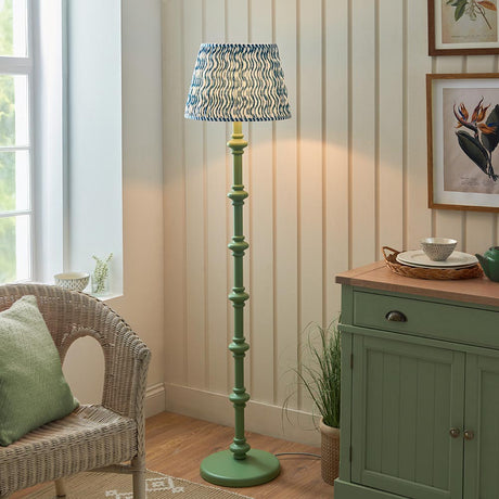 Wooden Carnaby & Ripple 40cm Marlin blue shade - Comet Lighting