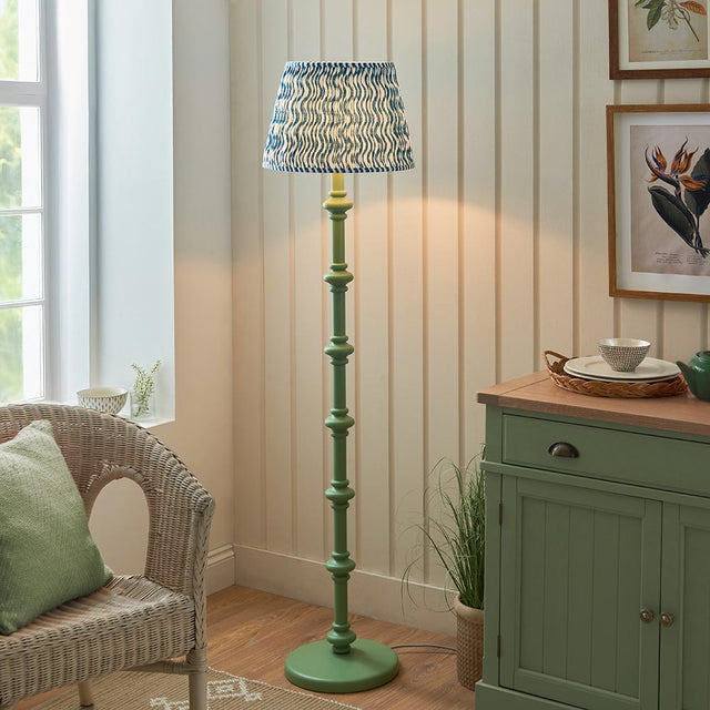 Wooden Carnaby & Ripple 40cm Marlin blue shade - Comet Lighting