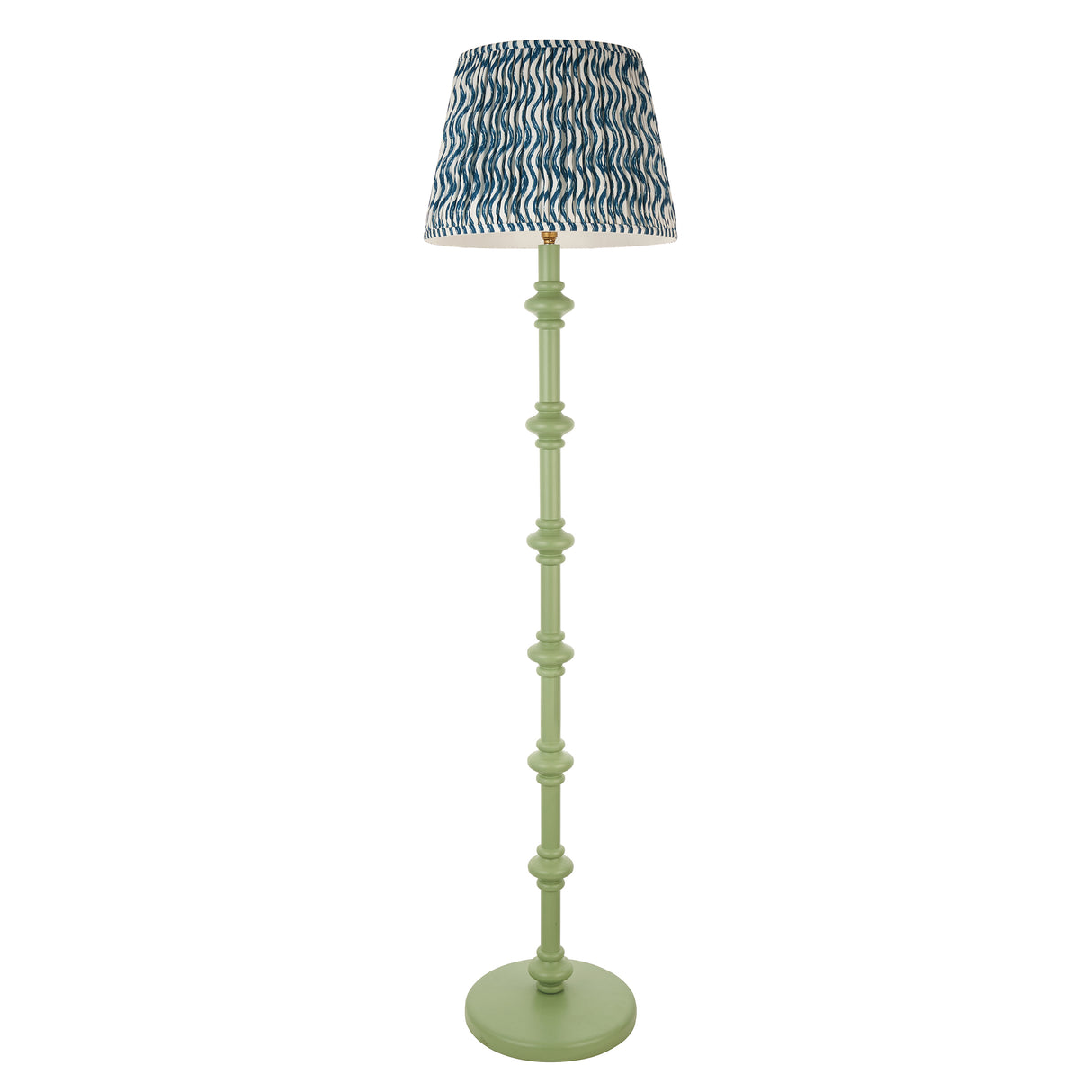 Wooden Carnaby & Ripple 40cm Marlin blue shade - Comet Lighting