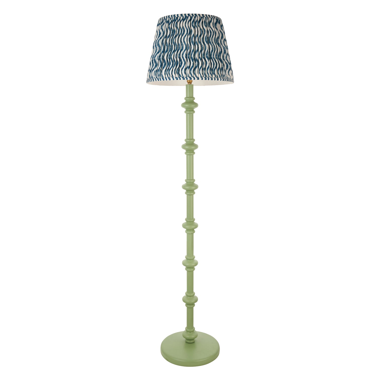 Wooden Carnaby & Ripple 40cm Marlin blue shade - Comet Lighting