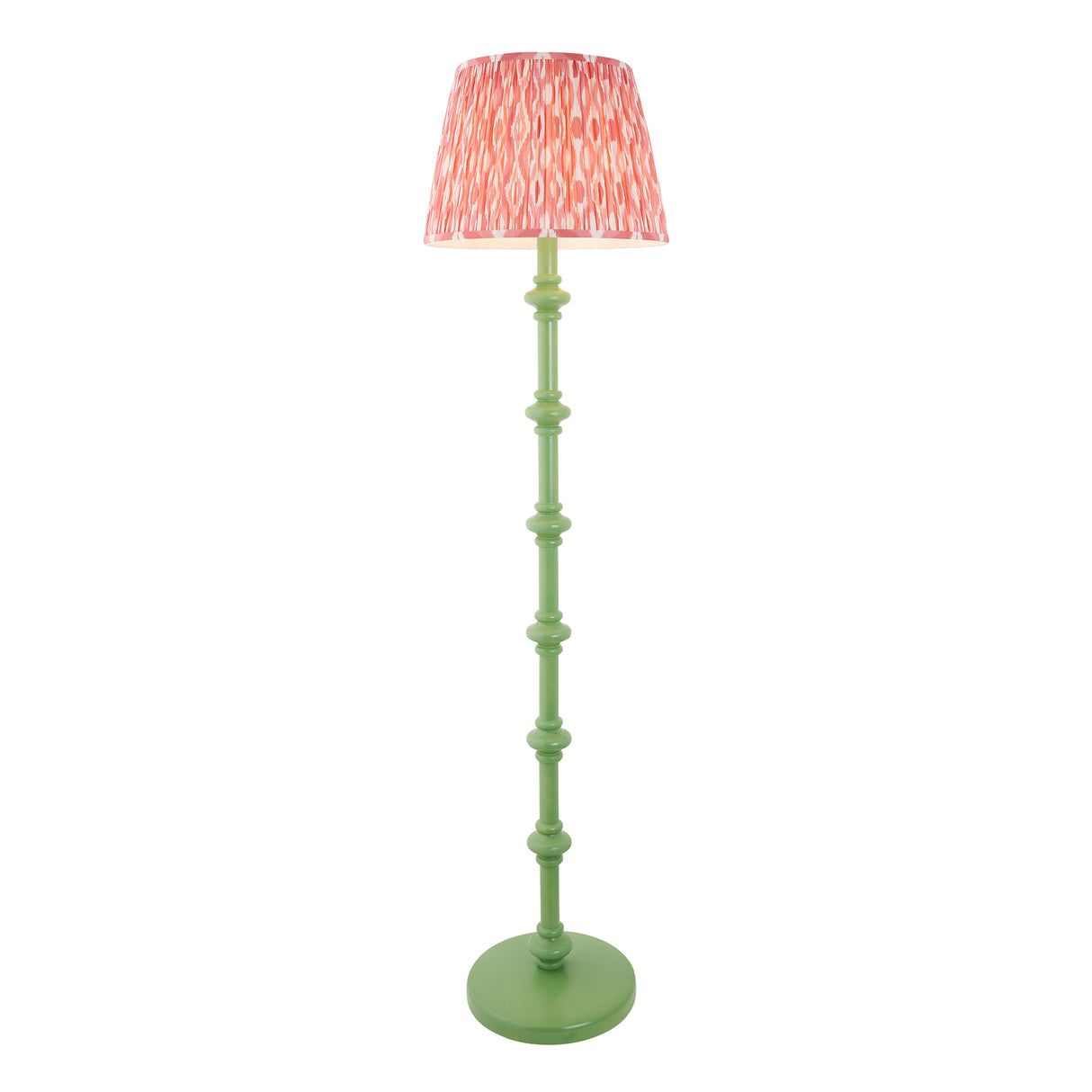 Wooden Carnaby & Ikat 40cm Coral pink shade - Comet Lighting