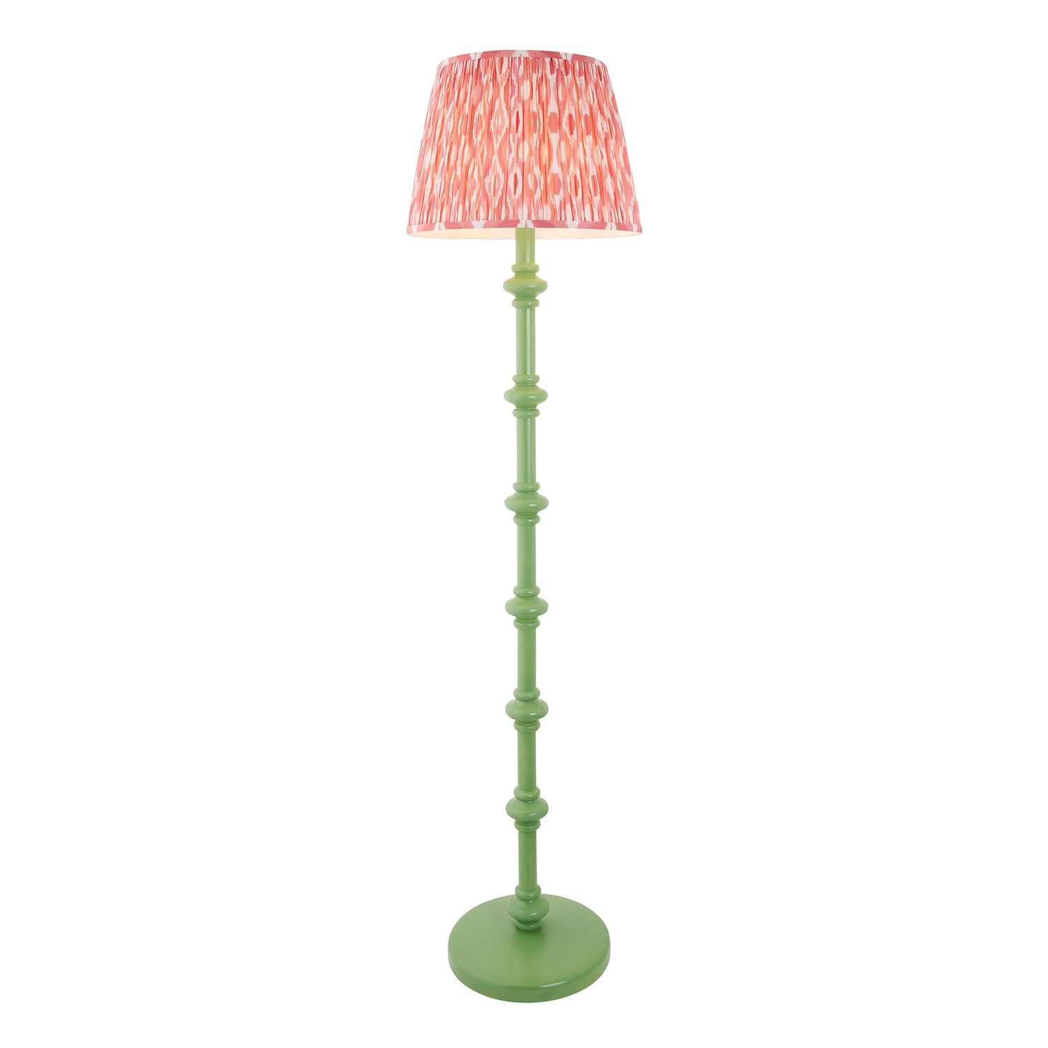 Wooden Carnaby & Ikat 40cm Coral pink shade - Comet Lighting