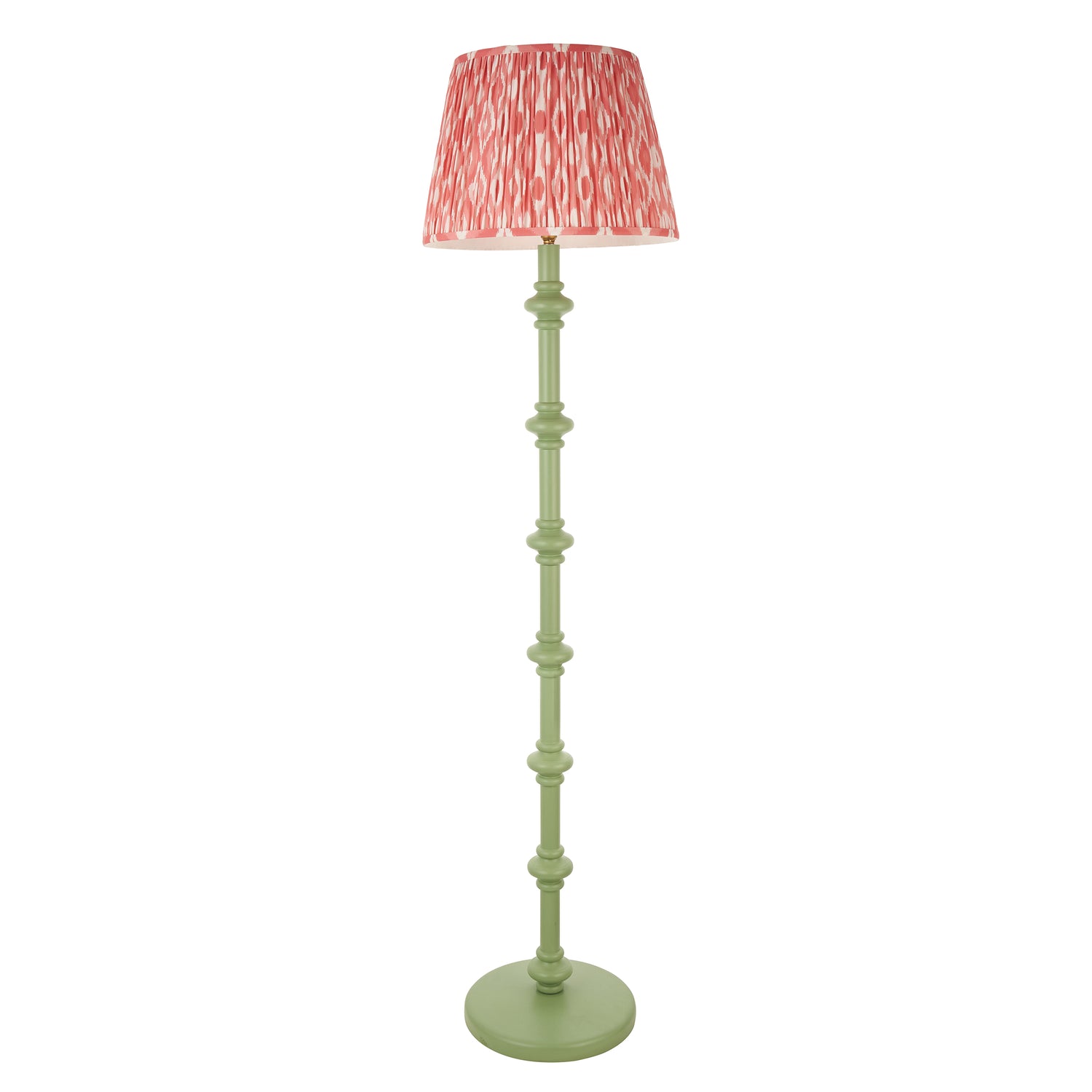 Wooden Carnaby & Ikat 40cm Coral pink shade - Comet Lighting