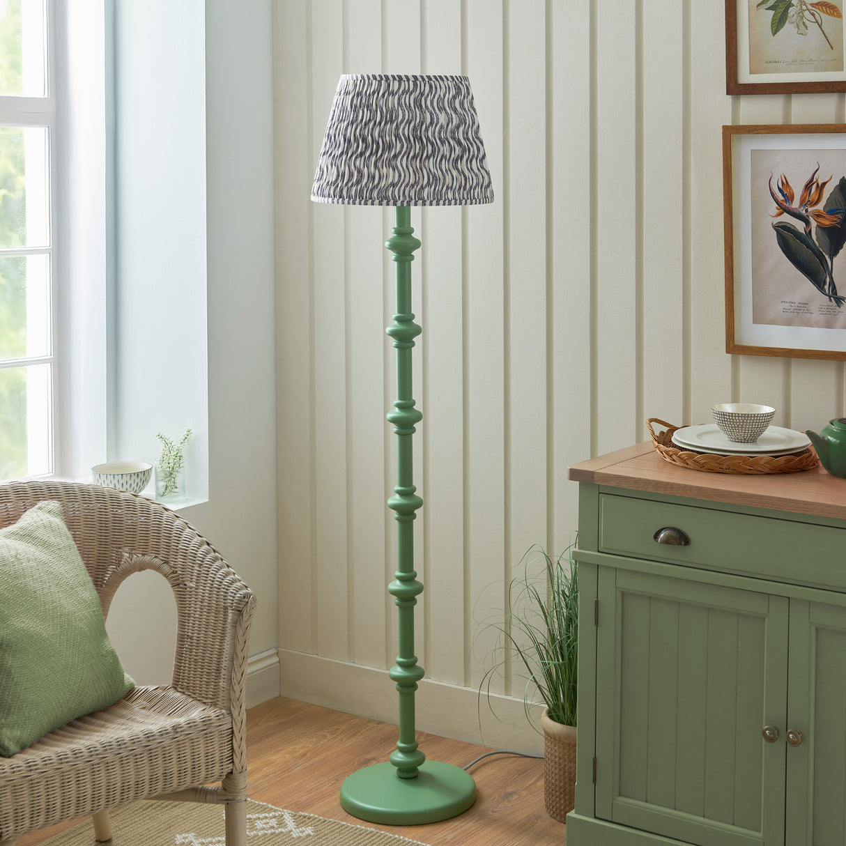 Wooden Carnaby & Ripple 40cm Pearl grey shade - Comet Lighting