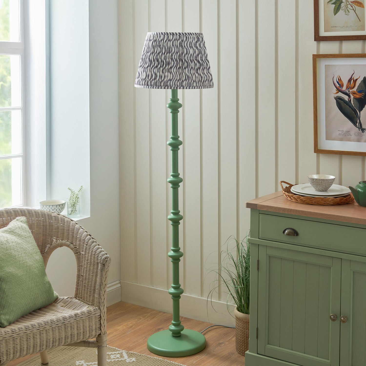 Wooden Carnaby & Ripple 40cm Pearl grey shade - Comet Lighting