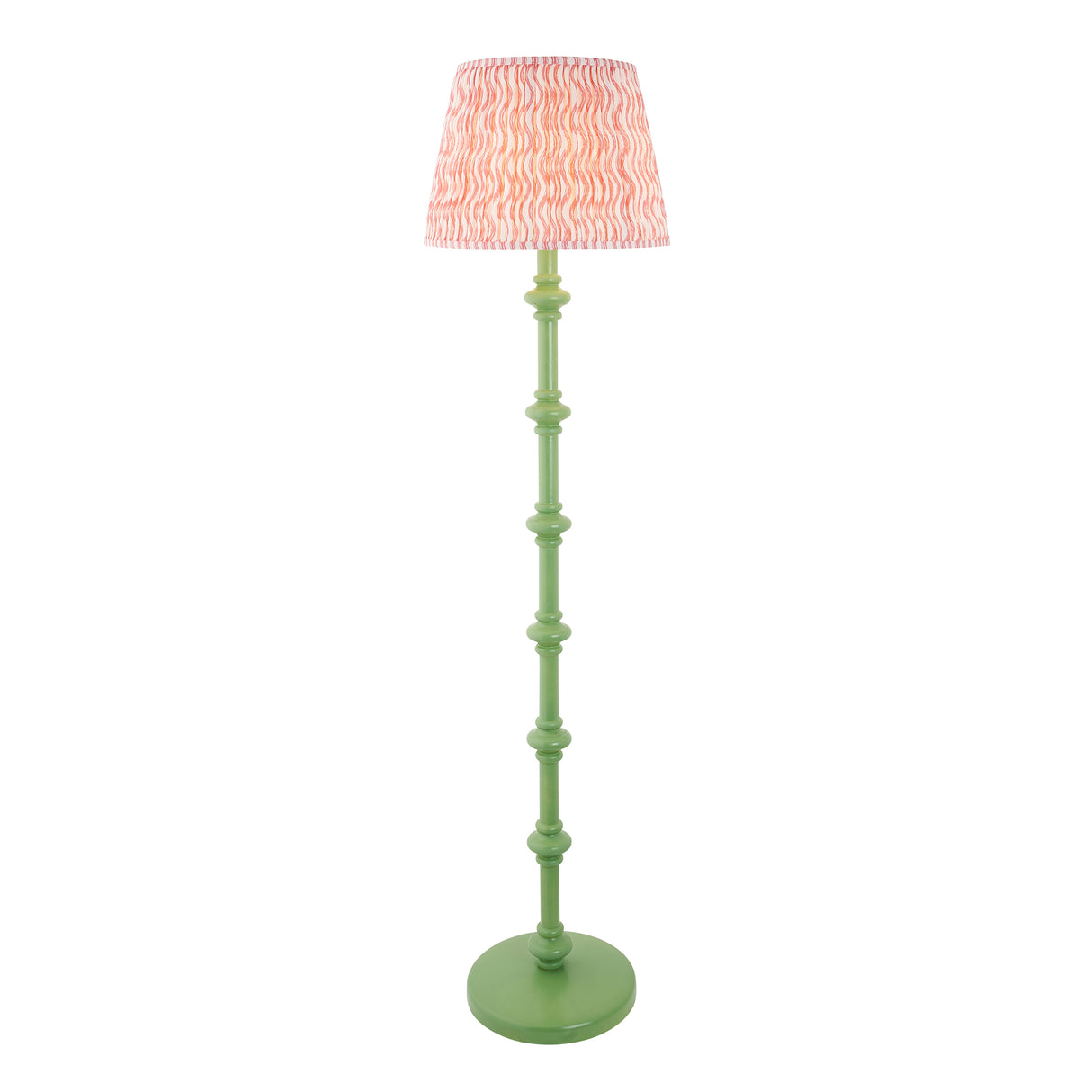 Wooden Carnaby & Ripple 40cm Coral pink shade - Comet Lighting