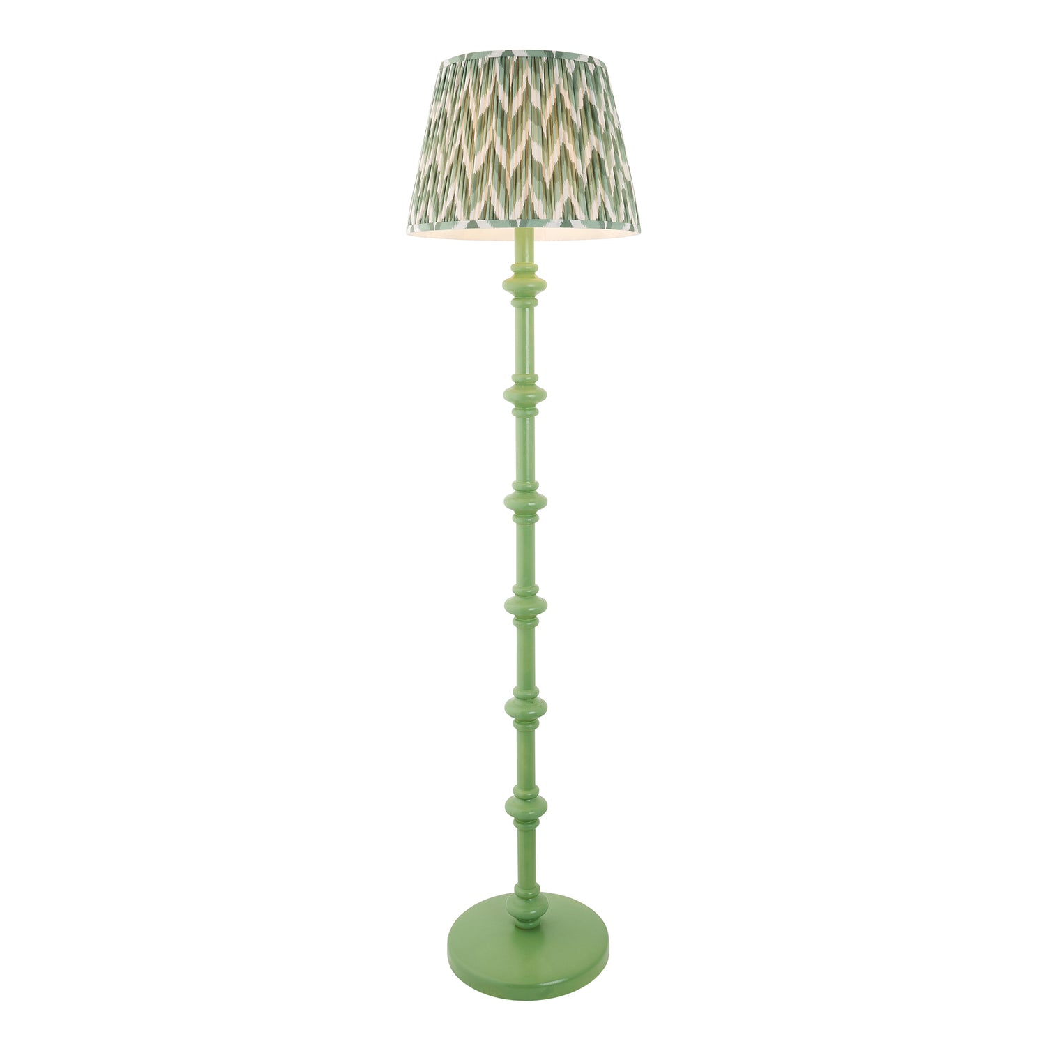 Wooden Carnaby & Zigzag 40cm Cotswold green shade - Comet Lighting