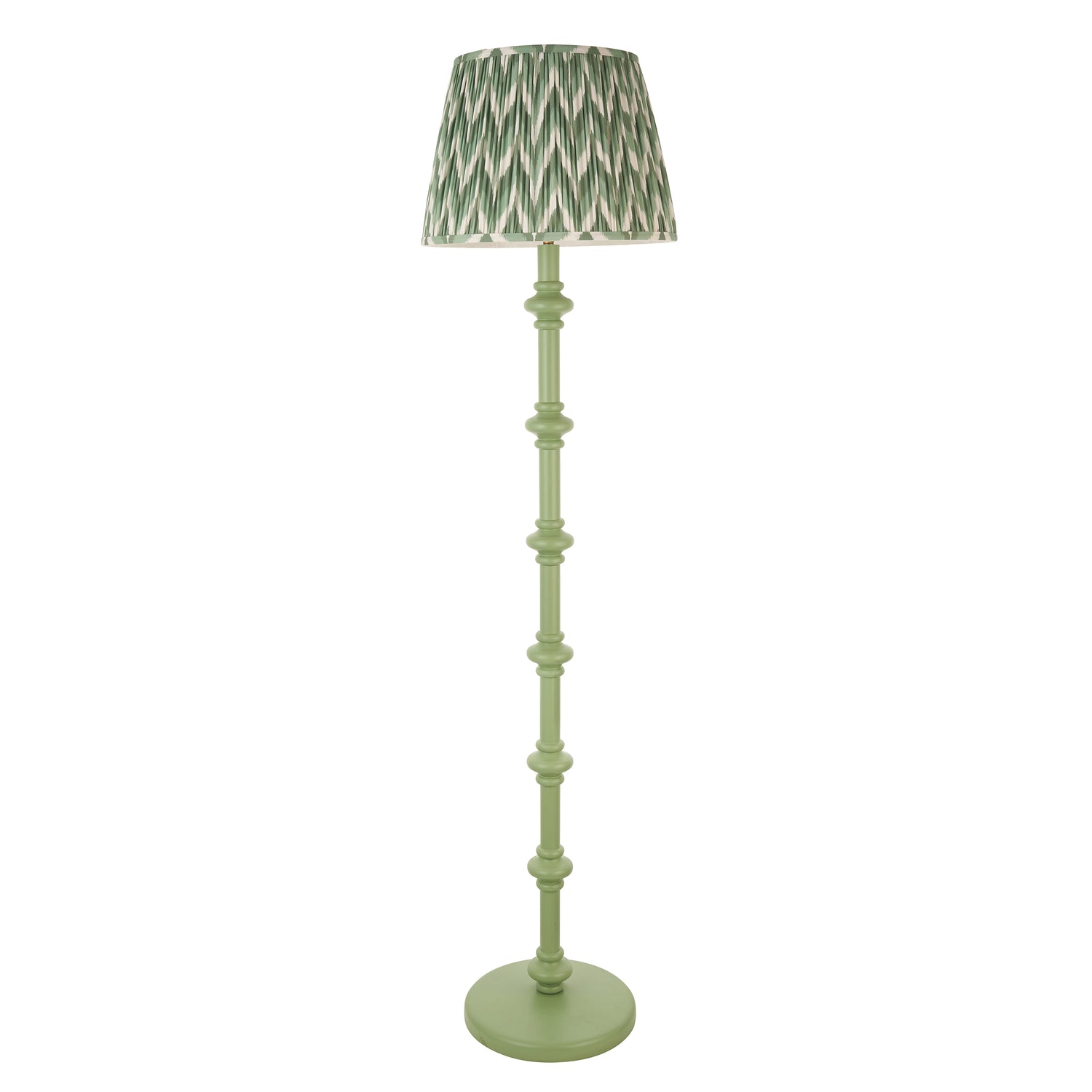 Wooden Carnaby & Zigzag 40cm Cotswold green shade - Comet Lighting