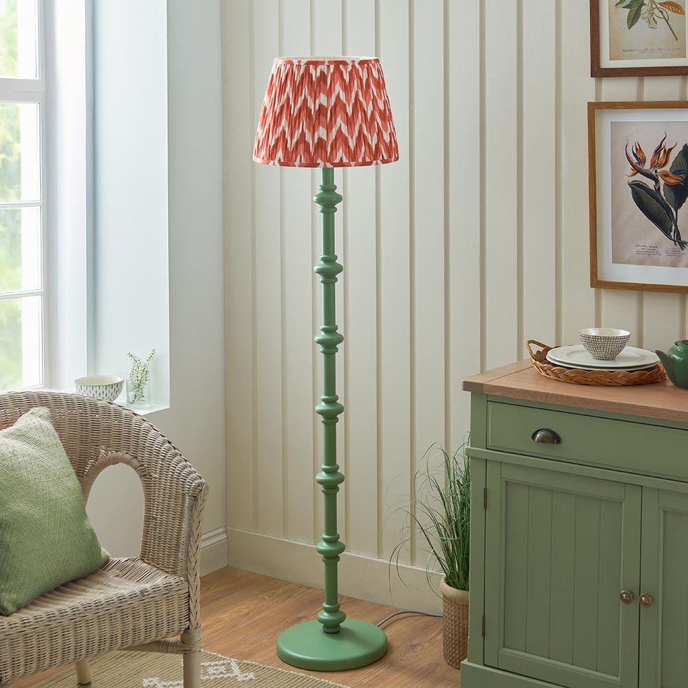 Wooden Carnaby & Zigzag 40cm Apricot orange shade - Comet Lighting