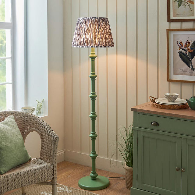 Wooden Carnaby & Ikat 40cm Pearl grey shade - Comet Lighting
