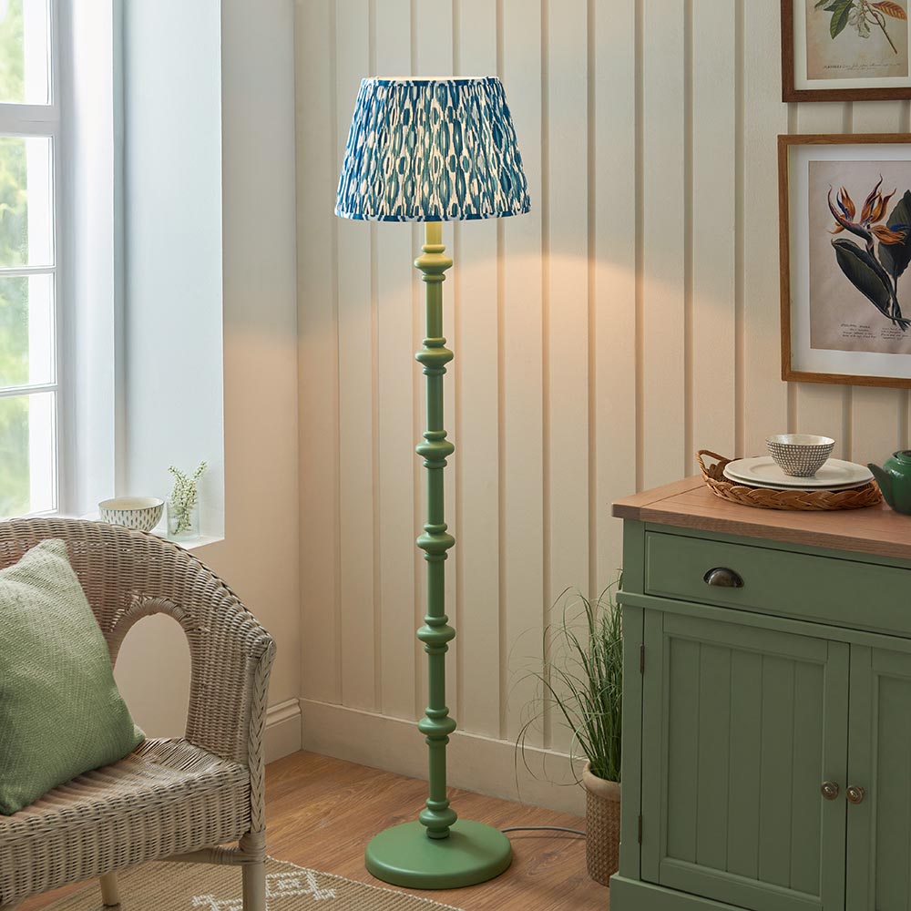 Wooden Carnaby & Ikat 40cm Marlin blue shade - Comet Lighting