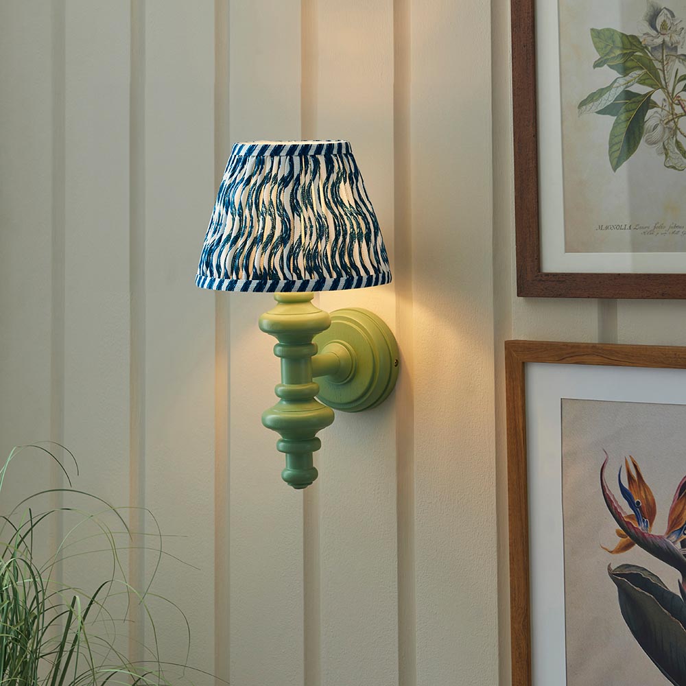 Wooden Carnaby & Ripple 20cm Marlin blue shade - Comet Lighting