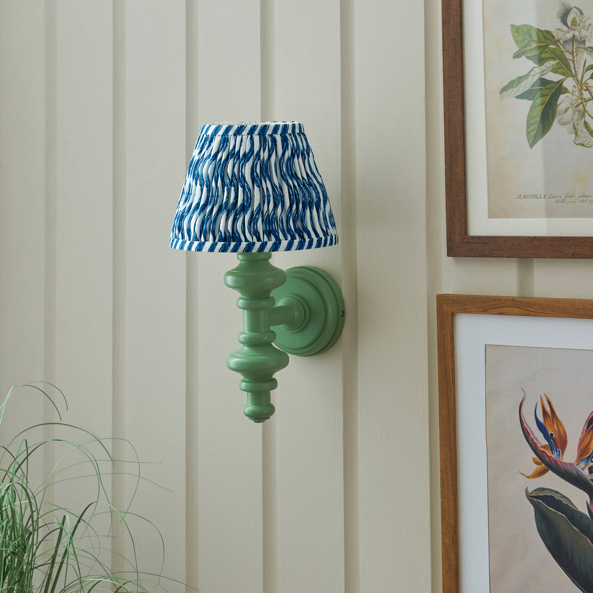 Wooden Carnaby & Ripple 20cm Marlin blue shade - Comet Lighting