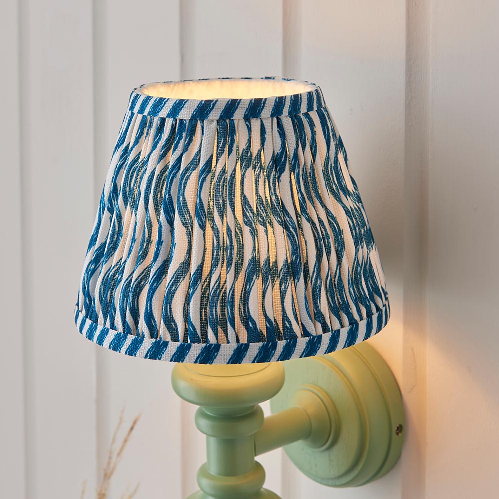 Wooden Carnaby & Ripple 20cm Marlin blue shade - Comet Lighting