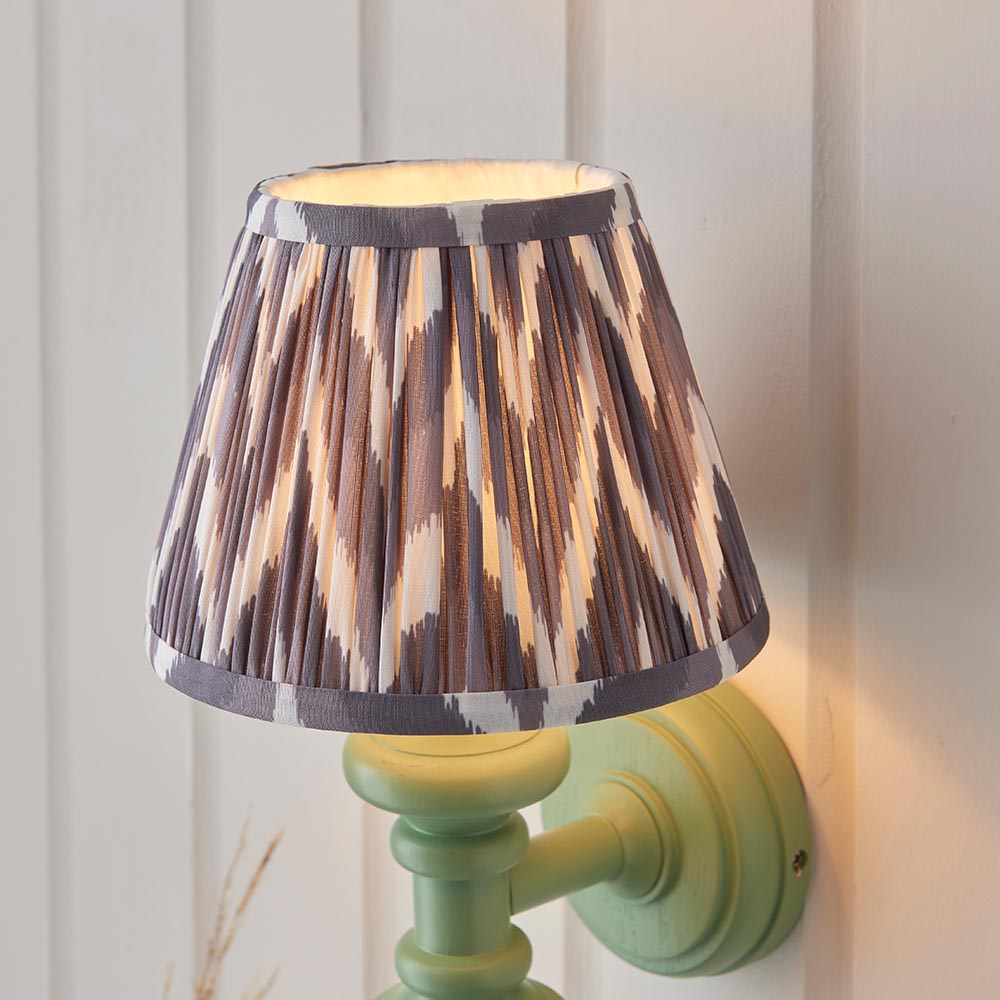 Wooden Carnaby & Zigzag 20cm Pearl grey shade - Comet Lighting