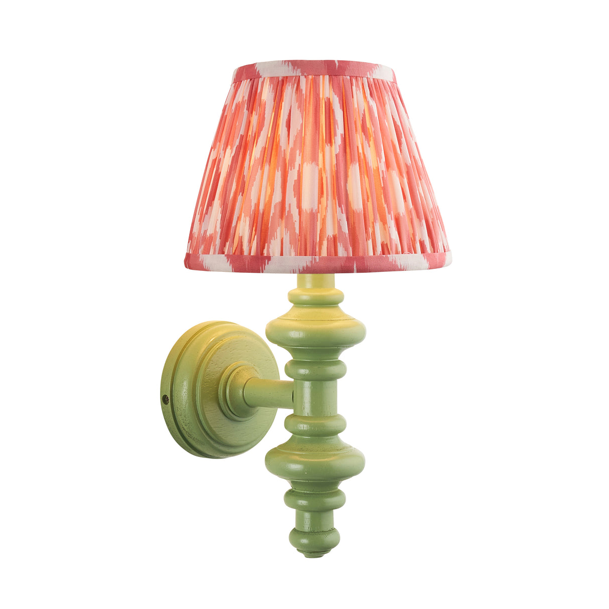 Wooden Carnaby & Ikat 20cm Coral pink shade - Comet Lighting
