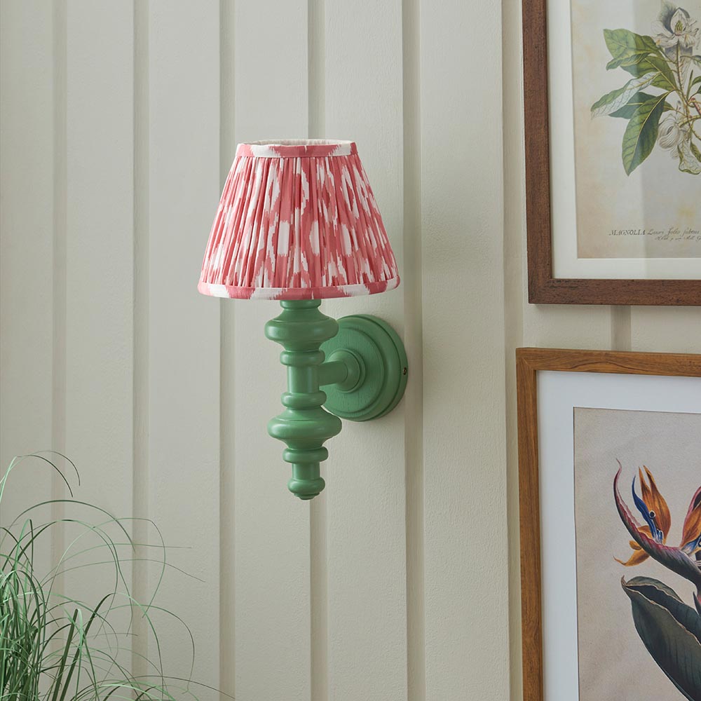 Wooden Carnaby & Ikat 20cm Coral pink shade - Comet Lighting