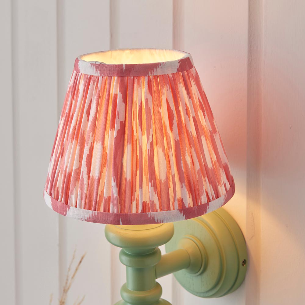 Wooden Carnaby & Ikat 20cm Coral pink shade - Comet Lighting