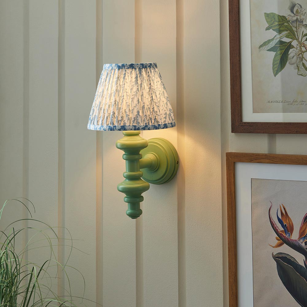 Wooden Carnaby & Leaf 20cm Shell bay blue shade - Comet Lighting