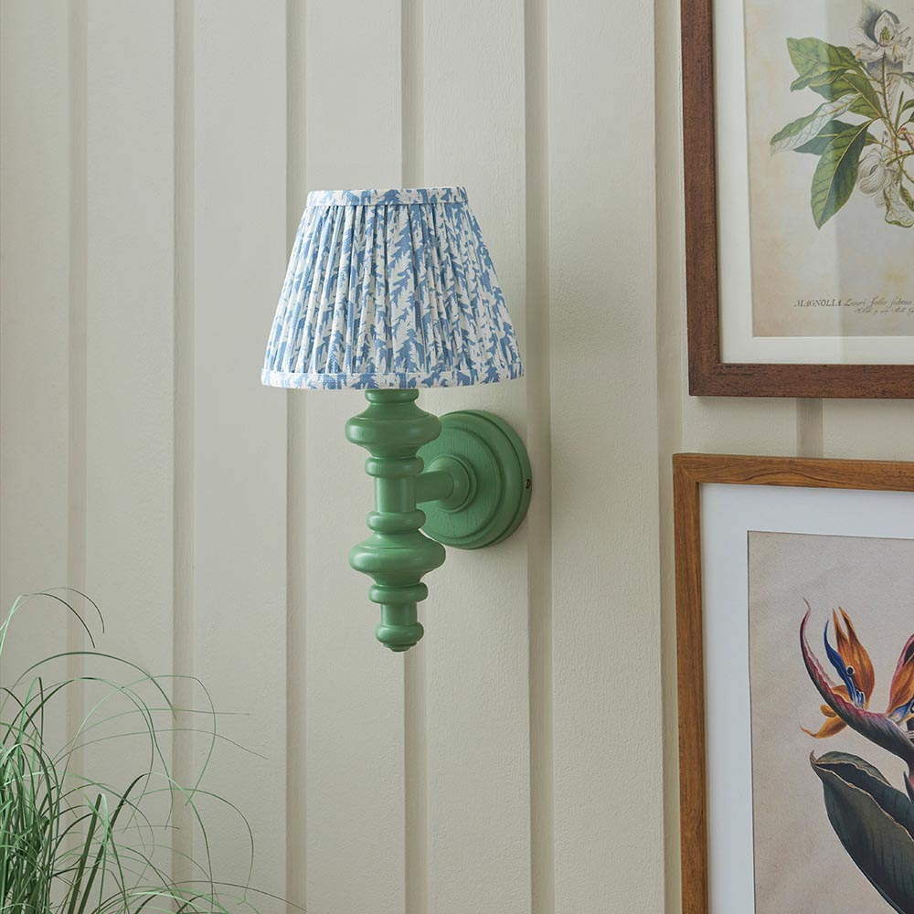 Wooden Carnaby & Leaf 20cm Shell bay blue shade - Comet Lighting