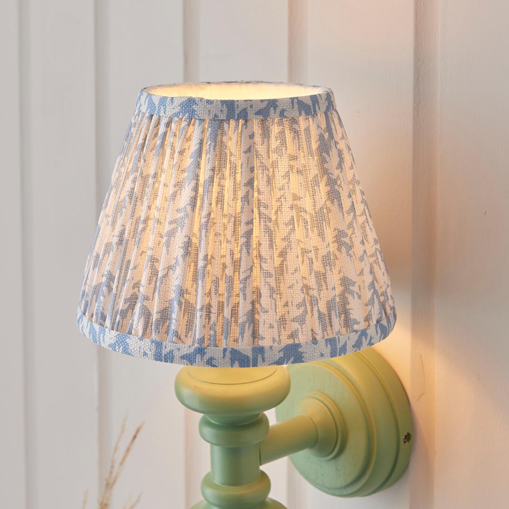 Wooden Carnaby & Leaf 20cm Shell bay blue shade - Comet Lighting