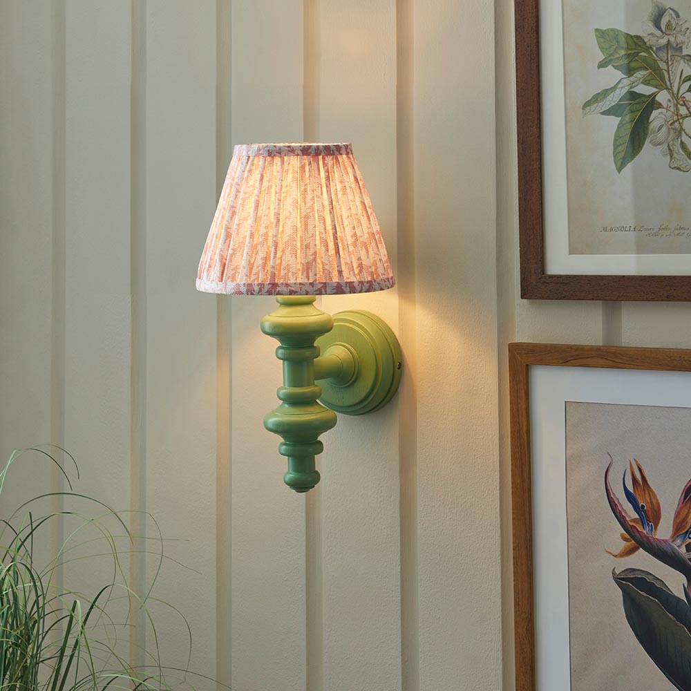 Wooden Carnaby & Leaf 20cm Peachy keen shade - Comet Lighting