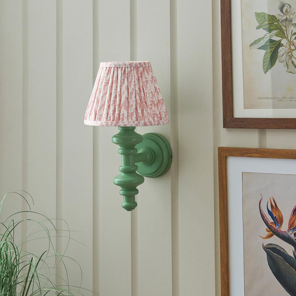 Wooden Carnaby & Leaf 20cm Peachy keen shade - Comet Lighting