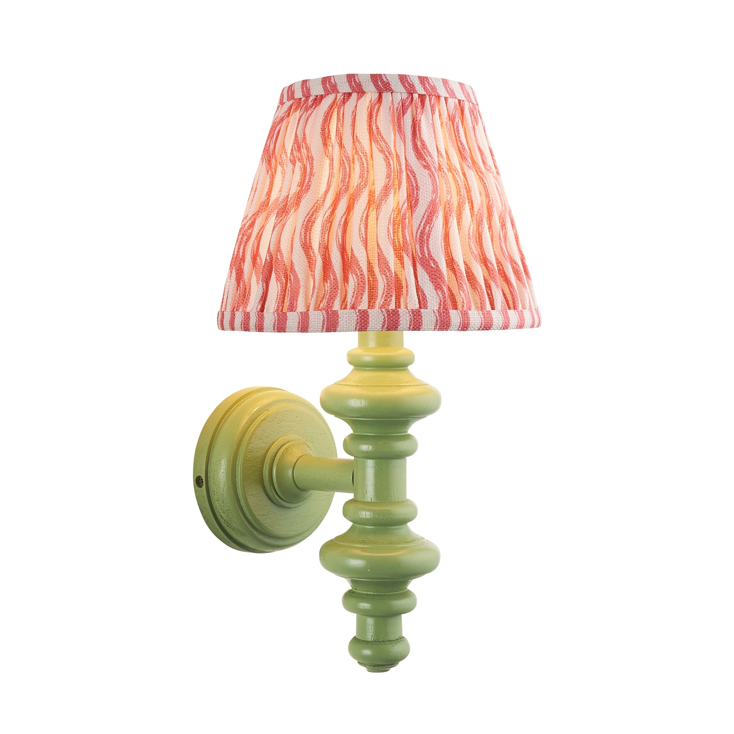 Wooden Carnaby & Ripple 20cm Coral pink shade - Comet Lighting