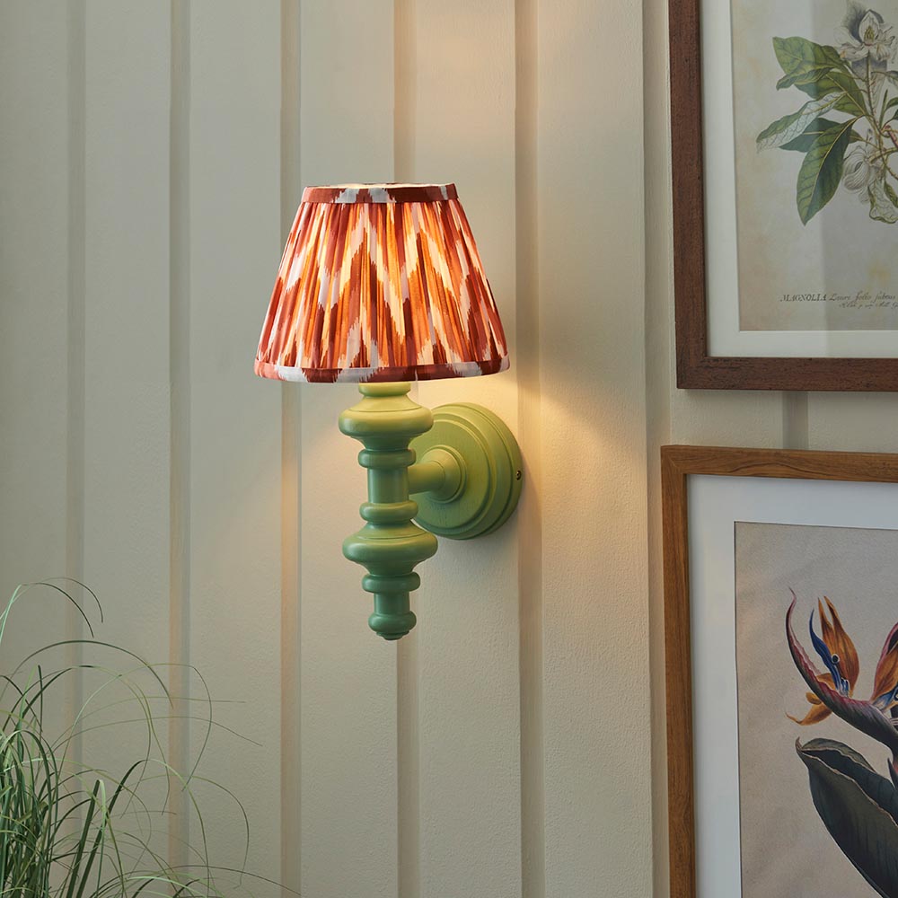Wooden Carnaby & Zigzag 20cm Apricot orange shade - Comet Lighting