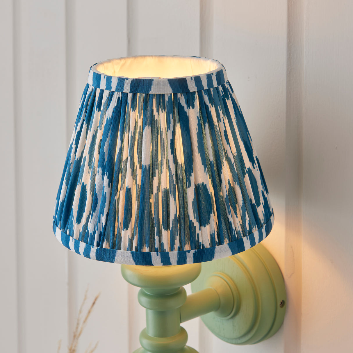 Wooden Carnaby & Ikat 20cm Marlin blue shade - Comet Lighting