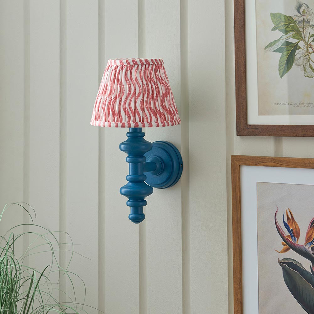 Carnaby & Ripple 20cm Wall Satin marlin blue paint & coral pink fabric