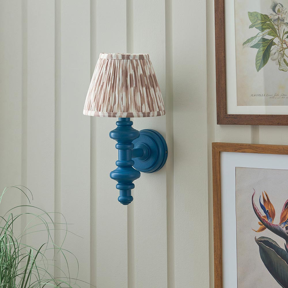 Carnaby & Ikat 20cm Wall Satin marlin blue paint & neutral print fabric