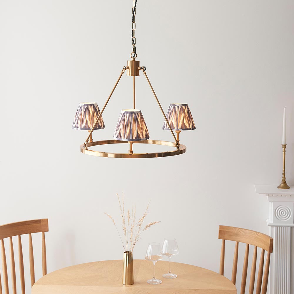 Chester & Zigzag 16cm Pearl grey shade Chandelier - Comet Lighting