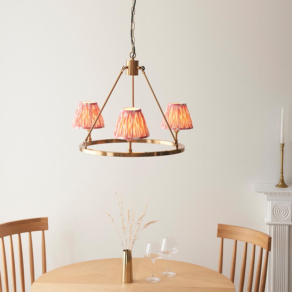 Chester & Ikat 16cm Coral pink shade Chandelier - Comet Lighting