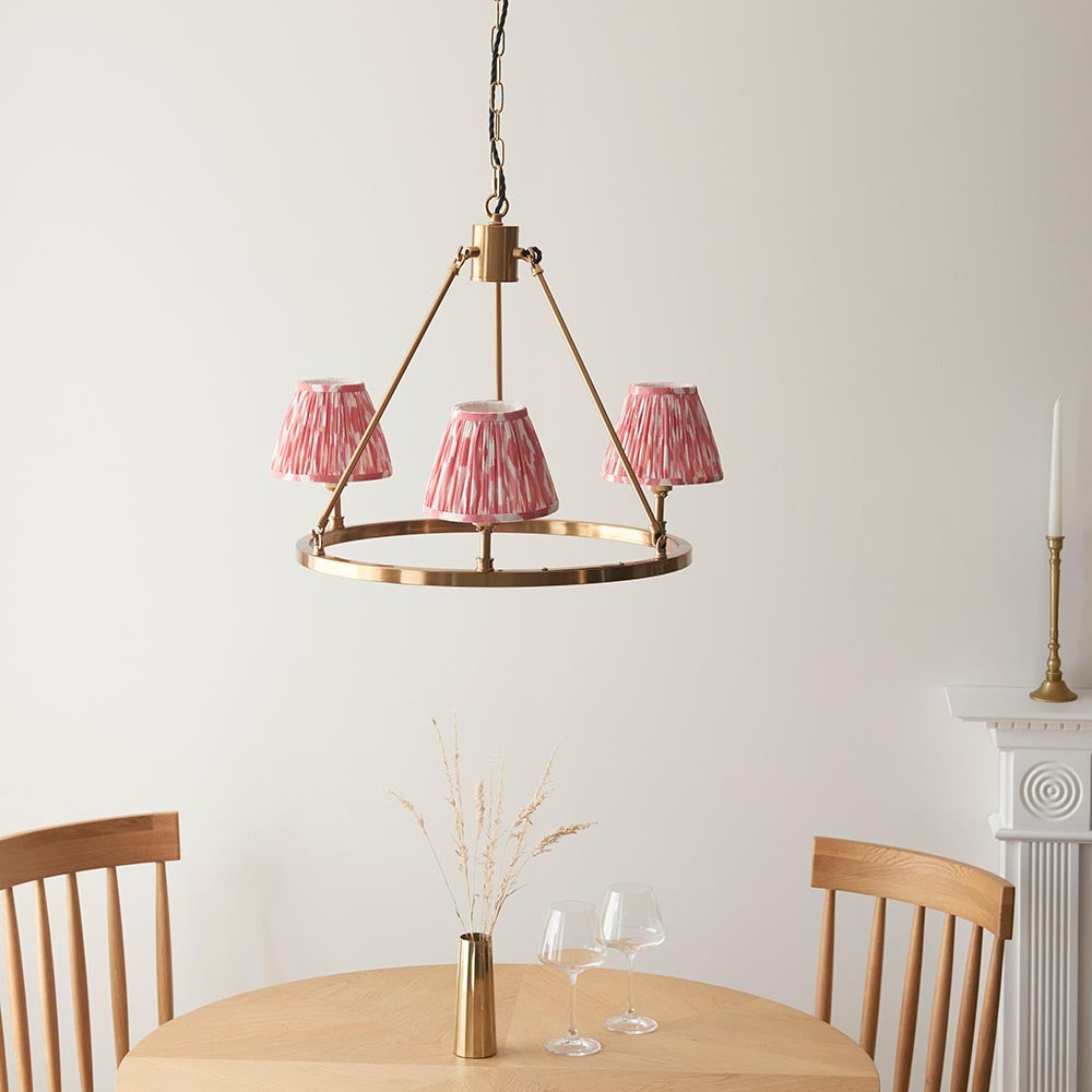Chester & Ikat 16cm Coral pink shade Chandelier - Comet Lighting