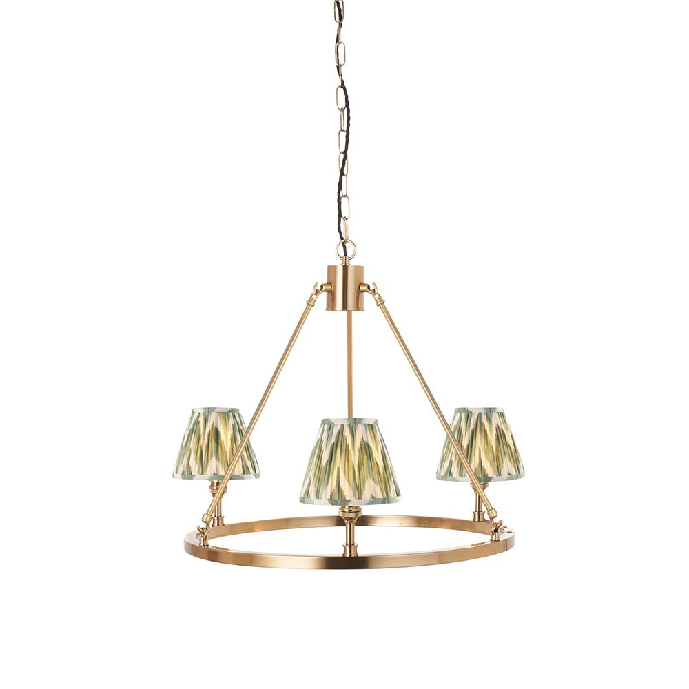 Chester & Zigzag 16cm Cotswold green shade Chandelier - Comet Lighting