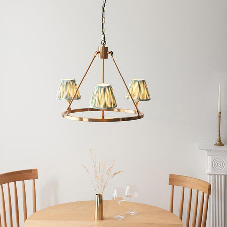 Chester & Zigzag 16cm Cotswold green shade Chandelier - Comet Lighting