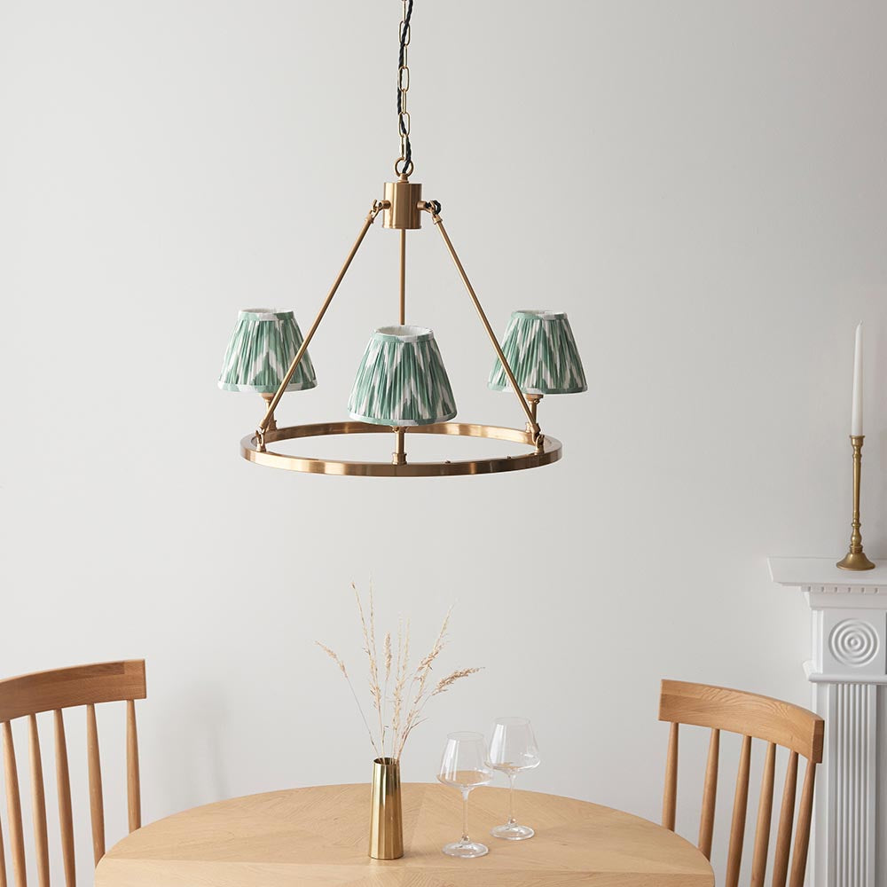 Chester & Zigzag 16cm Cotswold green shade Chandelier - Comet Lighting