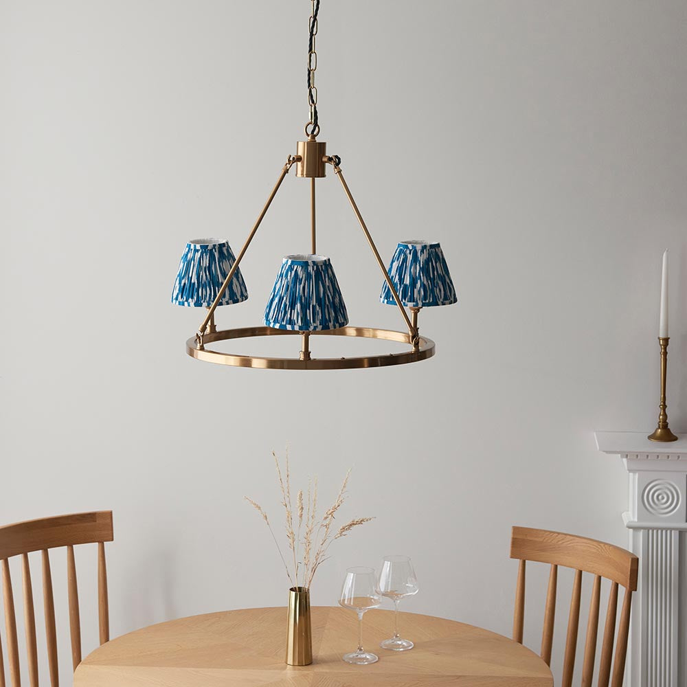 Chester & Ikat 16cm Marlin blue shade Chandelier - Comet Lighting