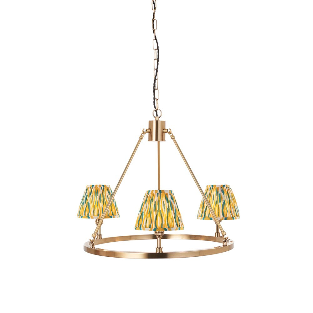 Chester & Ikat 16cm Yellow & jade shade Chandelier - Comet Lighting
