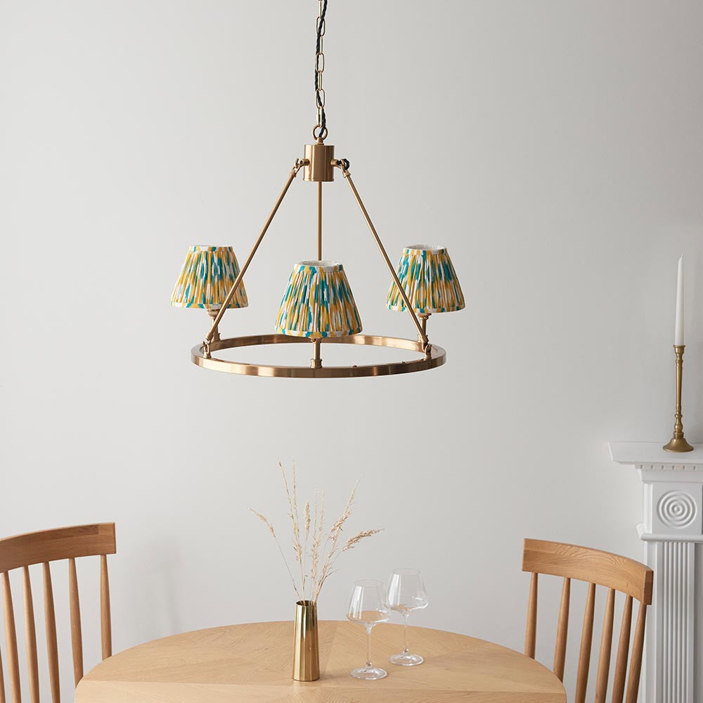 Chester & Ikat 16cm Yellow & jade shade Chandelier - Comet Lighting